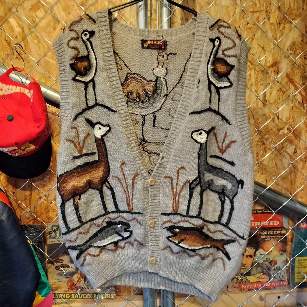 肩幅ラグランの為測定不可アルパカデザインニットセーター　ビンテージ　ペルー製 60s 70s